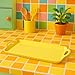 Reston Lloyd Calypso Basics Melamine Serving Ottoman Tray with Handles, Rectangular, Lemon, Lightweight, Durable, Multi-Purpose Use, Indoor, Outdoor, Camping, Server, Lemon, Yellow