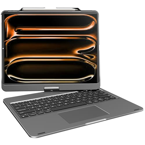 Funda con teclado para iPad Air 13 2025 y Pro 12.9 con soporte giratorio de lápiz