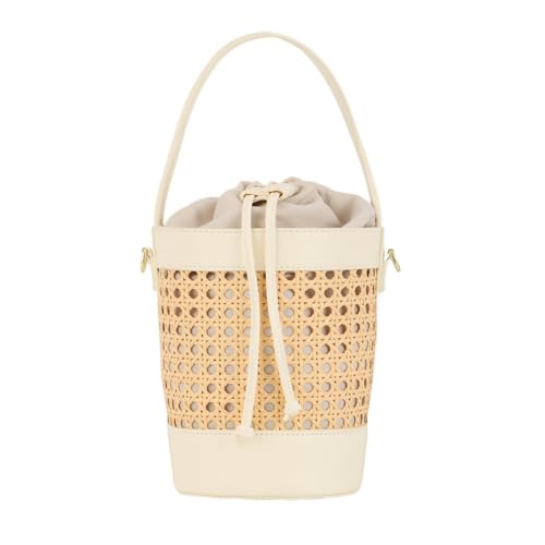 Image of GOKTOW Rattan Purse Bucket Bag for Women,Straw Beach Bucket Tote Bag Summer Vacation Holiday 2024