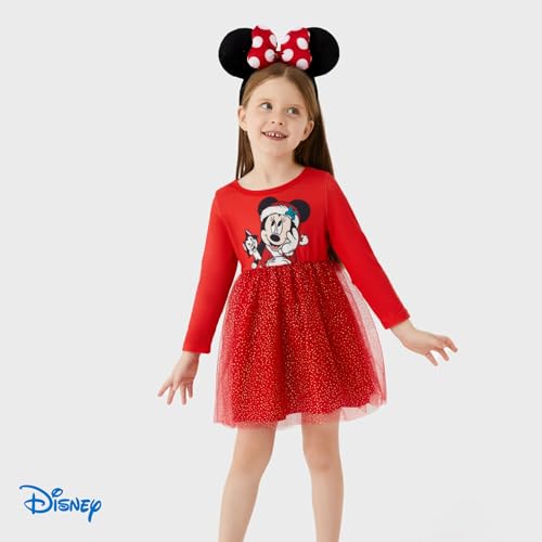 Image of Disney Princess Frozen Elsa Minnie Stitch Toddler Girl Tulle Tutu Dress Ruffle Sleeve Mesh Summer Birthday Party Clothes 2-9Y