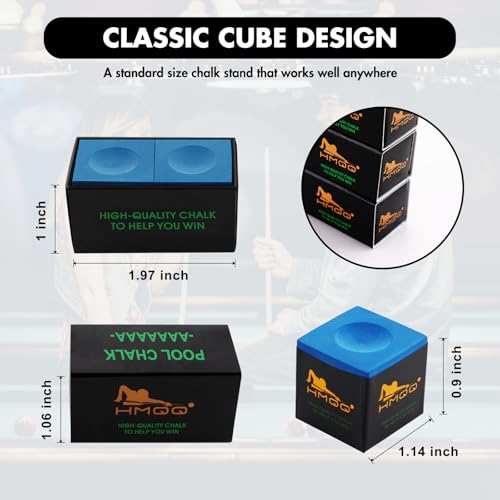 HMQQ Nano Technology Pool Cue Chalk – Professional Billiard Chalk for Tournaments, High Performance, Low Deflection, Durable, Reduces Miscues,2 Pack(2 Boxes, 4 Cubes Total)