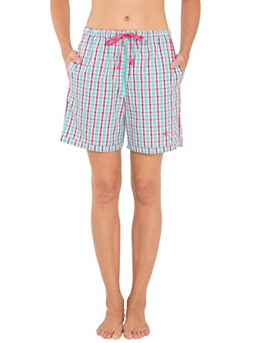 Image of Jockey RX15 Women's Super Combed Cotton Woven Relaxed Fit Checkered Shorts with Side Pockets (Prints & Checks May Vary)