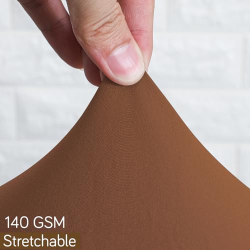 Image of HOKIPO 'SereneSolids' 140 GSM Office Chair Cover for Task Chair - Stretchable Fabric, Washable & Anti-Slip - Fits Small Office Chairs Without Headrest, Brown (AR-5224-BRN)