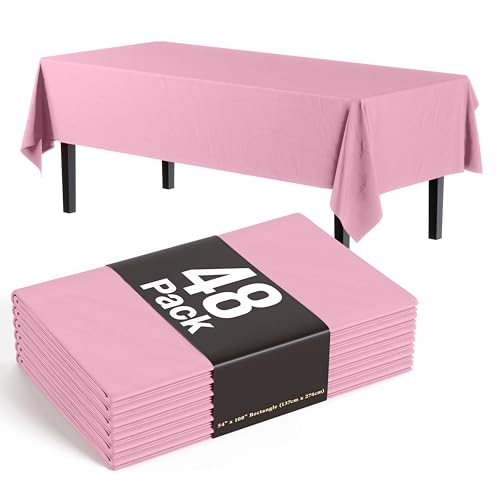 Exquisite Pink Rectangle Tablecloth 54"X108" - 48 Pack