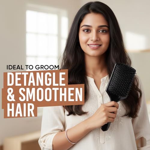 Image of VEGA Premium Collection Mini Paddle Hair Brush (India's No.1* Hair Brush Brand) for Men & Women| Wide Detangler Brush for Long, Thick & Curly Hair | Smooth & Shiny Finish | Hair Comb for Men | (8586)