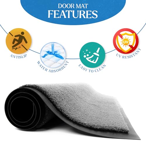FB FunkyBuys Washable Dirt Trapper Door Mats Indoor & Outdoor, Heavy Duty Non Slip Doormats, Rubber Backed Floor Mat - Image 4
