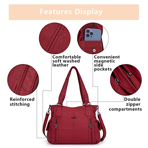 Image of Angel Kiss Handbags for Womens Top-Handle Hobo Purse Roomy Casual Shoulder Bags PU Tote Satchel Purse for Women