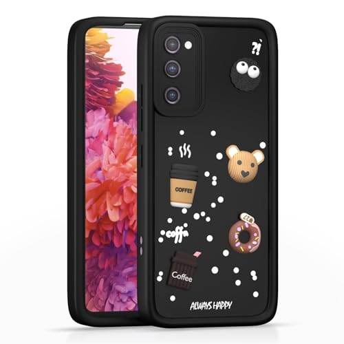 Image of Bintage Cute Fun Taddy| 3D Ball Bear| Donut| Coffee Rubber Case Camera Protection Back Cover Compatible for Samsung Galaxy S20 FE 5G - Black