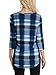 BAISHENGGT Womens Tops 3/4 Sleeve Round Neck Casual Tunic Tops Fall Fashion 2025 Dressy Casual Blouses Blue Plaid XL