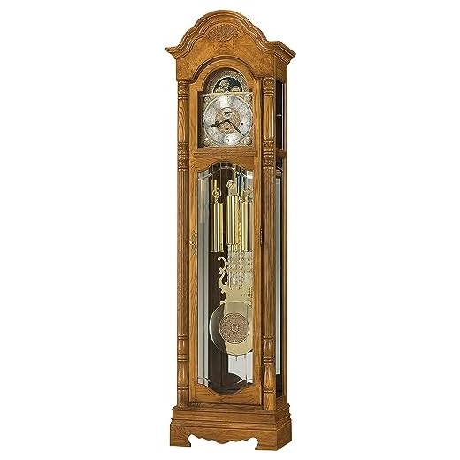 Howard Miller Appleby Floor Clock II 549-060 – Golden Oak Grandfather Vertical Home Decor with Illuminated Case & Cable-Driven, Single-Chime Movement