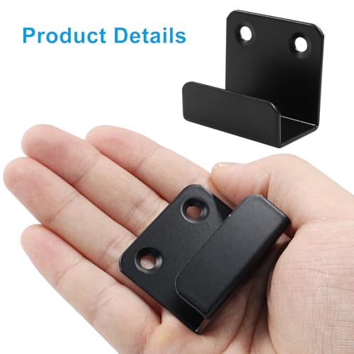 Image of 6 Pack Wall Hanger Fastener, Stainless Steel Mount Brackets Hook With 20mm Inner Width Heavy Duty Tile Display Hangers for Ceramic (Black)