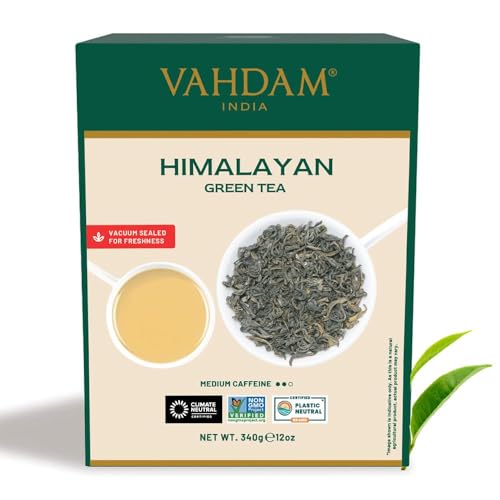 VAHDAM, Hojas de té verde de Himalaya (340g/+170 tazas) Hojas sueltas de té verde natural, cosecha …