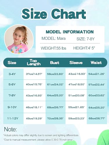 Image of Valcatch Girls Rash Guard Set 2 Piece Long Sleeve UPF 50+ Quick Dry Swimsuit with Ruffle Shorts
