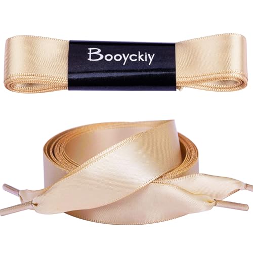 Image of Booyckiy 3 /4 inch Wide Satin Ribbon Shoelaces Flat Colorful Shoe Laces for Women Girls