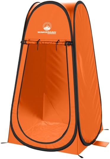 Pop Up Pod - Privacy Shower Tent, Dressing Room, or Portable Toilet Stall with Carry Bag for Camping, Beach, or Tailgate by Wakeman Outdoors (Orange)