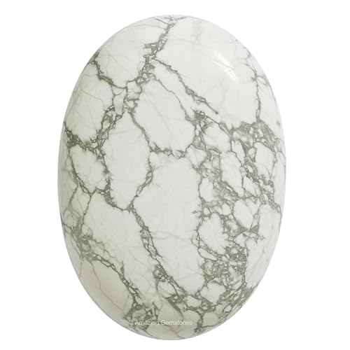 Image of Amazing Gemstone Howlite Crystals and Healing Stones - Large Palm Stone Crystals Piedra - Crystal for Good Luck, Balanced Positive Energy, Meditation - Unique Stocking Stuffers Gifts for Women, Men
