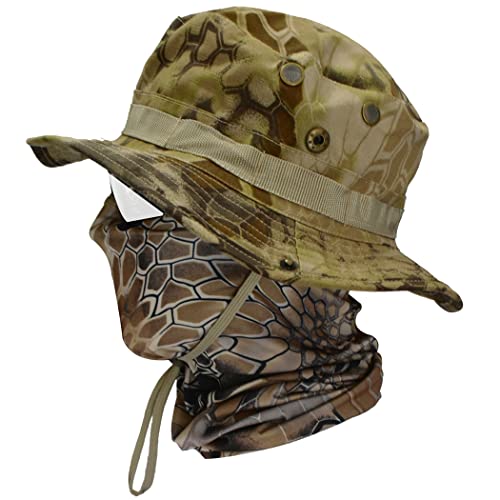 Tactique Boonie Chapeau, QMFIVE Camouflage arrondi chapeau pêcheur soleil capot de Protection pour montée de Paintball Airsoft Outdoor Camping (B-NOMAD) Cover