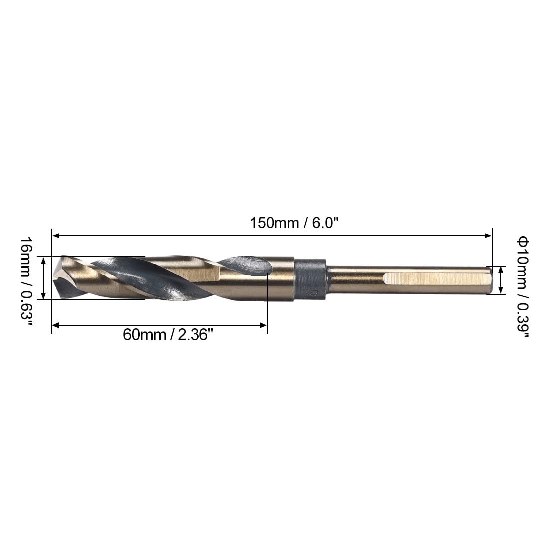 Foret Hélicoïdal à Tige Réduite 16 Mm HSS 4341 – Tige 10 Mm, Revêtement Titane & Nitrure, Ultra Résistant