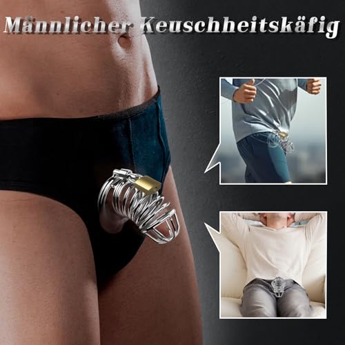 Peniskäfig Chastity Cage Männer Sexspielzeug für Herren, Keuschheitskäfig Cock Cage mit 3 Penisringen & Elastischer Hilfsgürtel - penis käfig für SM Fetisch, Sex Spielzeug Fesselspiele und Abstinenz