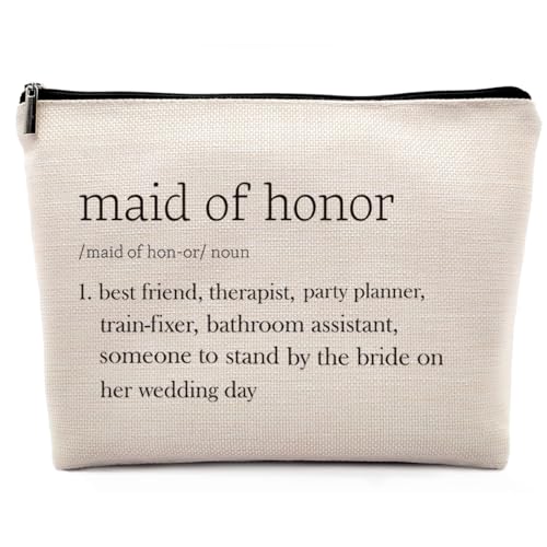 Dwept Maid of Honor Definition Cosmetic Bag, Bridesmaid Proposal Gifts, Maid of Honor Proposal Makeup Bag for Purse, Bridal Shower Party Gifts for Women Sister Friends Travel Toiletry Beauty Bag