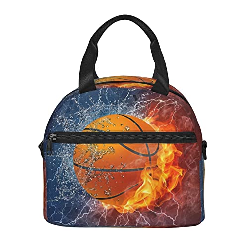 Uxvwkqw Fire Basketball Lunch Box Portable Waterproof Insulated Neoprene Lunch Bags For Women/Men/Girls/Boys School Work Travel Camping Picnic #TOP1