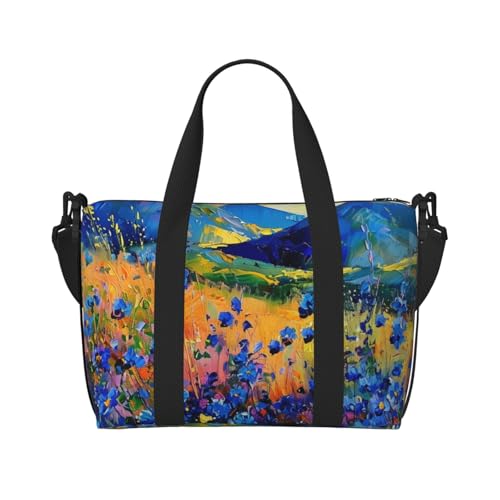 wildflowers art print Travel Duffel Bag, Sports Tote Gym Bag, Swim Pool Bag Large Shoulder Tote Bag for Beach Weekender