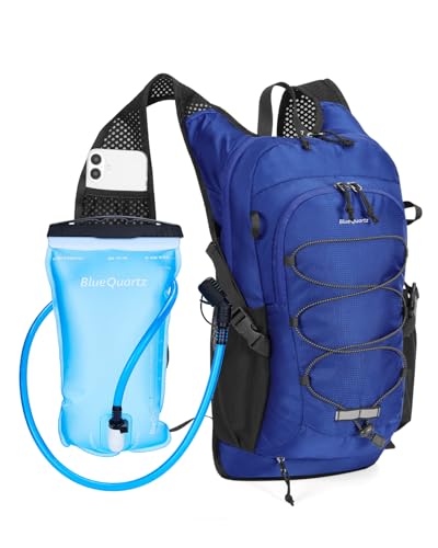 Blue Quartz Hydration Backpack with 2L Water Bladder, 18L Hiking Backpack for Women Men, Lightweight Water Pack with Phone Pocket for Quick Access, Hydration Pack for Cycling, Running, Biking