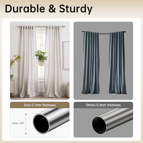 Ausziehbare Gardinenstangen 76-350cm, Dia 19mm Verstellbare Gardinenstange mit Kappenknäufen für Ösenvorhänge, Elegante Dekorative Vorhangstangen für Schlafzimmer