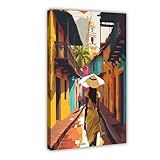 GQVCJSW Póster de lienzo de viaje de Cartagena de arte moderno de Colombia, decoración de dormitorio, paisaje, oficina, habitación, regalo, 20 x 30 cm