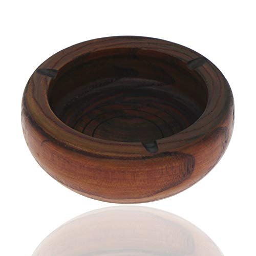 aufodara Solid Wood Ashtray Cigar - 3 Slots Round Cigarette Ash Rest Holder Home Office Indoors Smokers Ash Tray for Patio Outdoor Men Gifts (10 cm)