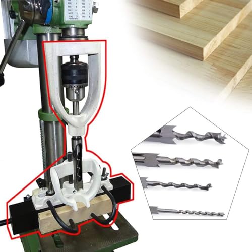 Quadratische Loch-Bohrmaschine-Anbau mit 4 Bits, Heavy Duty-Morting-Meißel-Kit für die Holzbearbeitung, Präzisions-Bank-Werkzeug für Dübel und Zapfen, langlebige Stahlkonstruktion