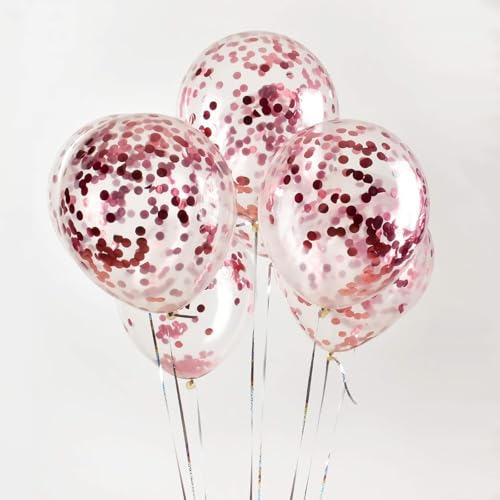 Image of Rozi Decoration Confetti Metallic Latex Balloon Theme Party Birthday Celebration Wedding Decor Balloons for Home, Lawn, Restaurants (Set of 10 - Rose Gold) (Pack of 2)