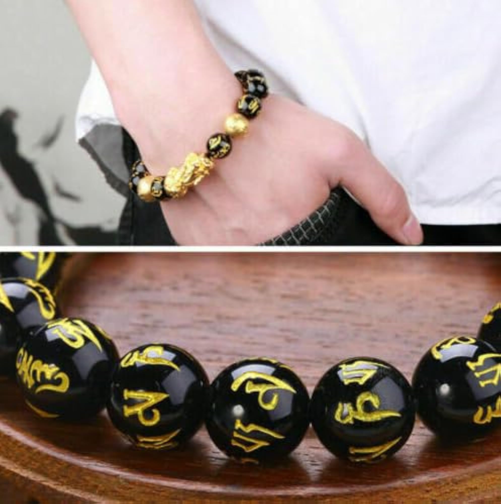 Pure Black Obsidian Feng Shui Healing Bracelet, Luxurious