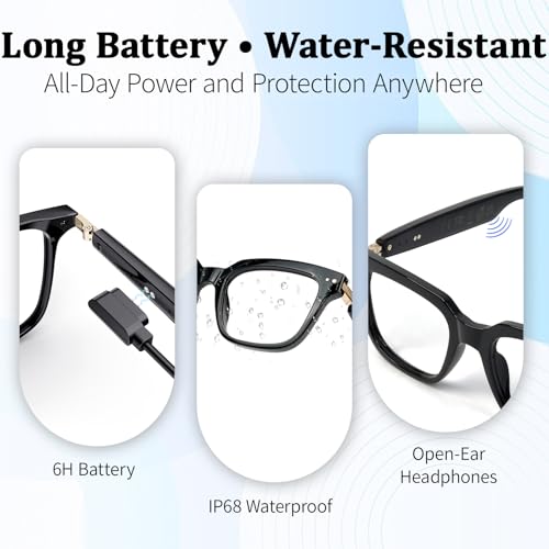 Image of AI Smart Glasses with 160+ Languages for Men /Women, Wireless Bluetooth Translation Glasses with Speakers for Work /Travel /Sports /Business（Black）