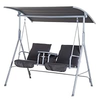 Outsunny 2 Seater Garden Swing Chair Patio Swing Seat Tilting Canopy Grey