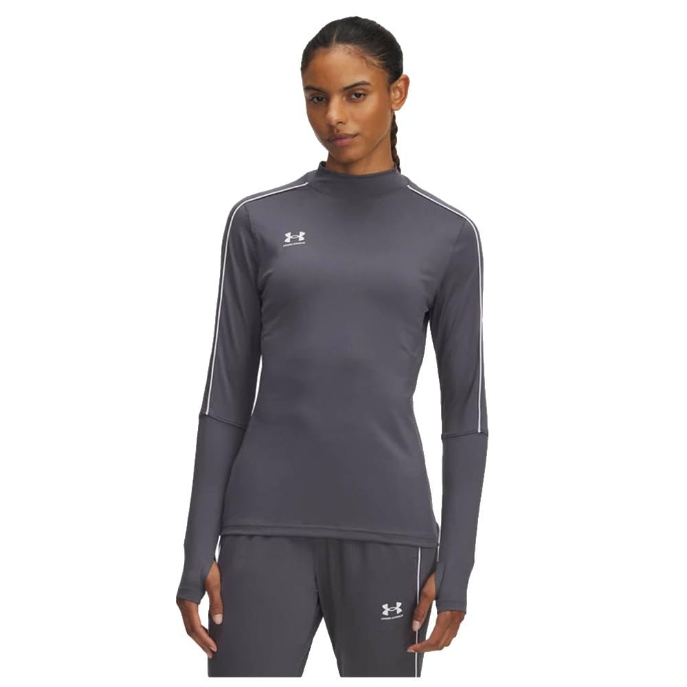Under Armour Women's Challenger Midlayer, Soft and Comfortable Long-Sleeved Top with Thumbholes, Women's Sports Top Layer for Training and Workouts,Castlerock / / White,XL