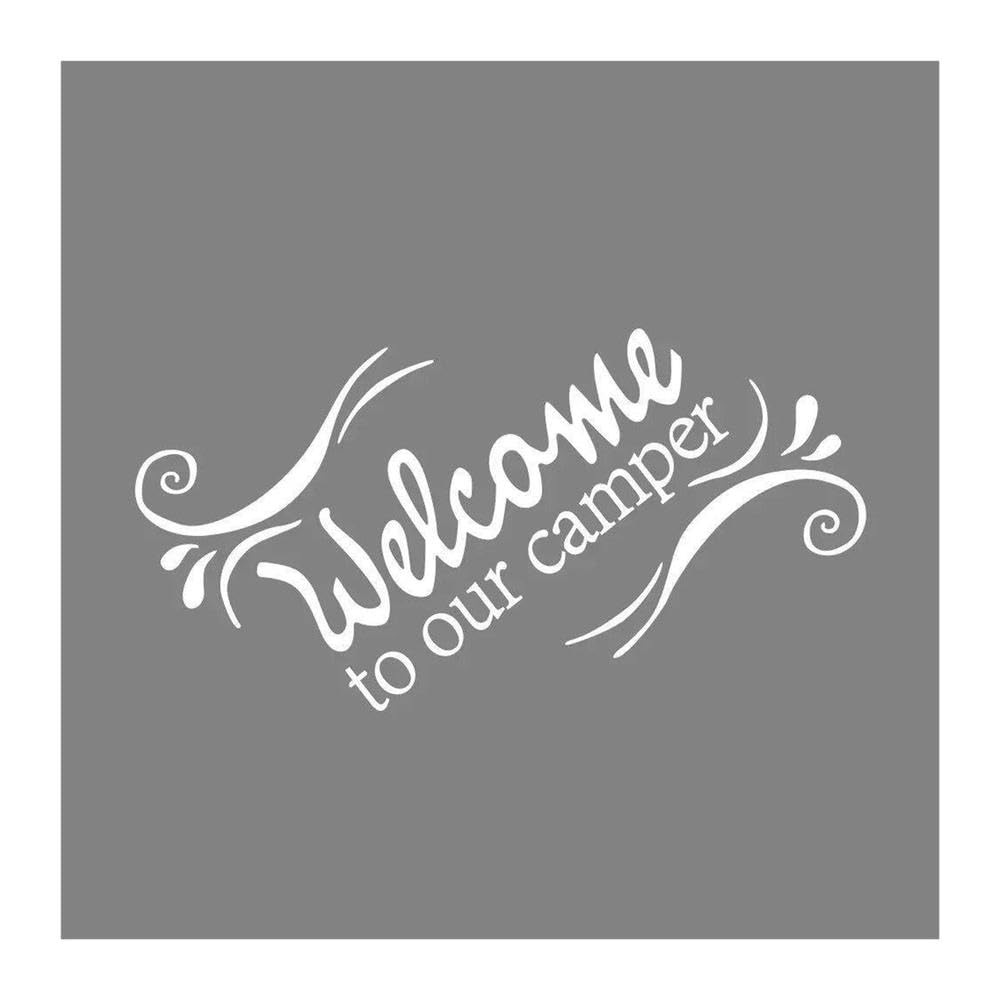 Car Sticker Graphcis Welcome to Our Camper Decor Decal(Glossy White)
