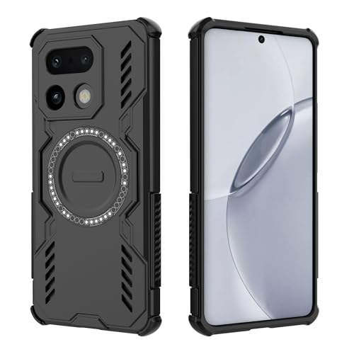 �X�}�z�P�[�X �Ή��@�� for Realme 16 Pro Plus 5G ���C�����X�[�d�Ή� [PC+TPU] 2-in-1 �ϗ����E�ی�@�\�t���}�O�l�b�g���X�}�z�P�[�X Black