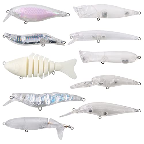 10pcs Unpainted Fishing Lures Making Kit DIY Blank Lures Topwater
