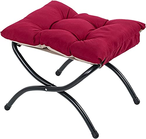 Repose-Pieds en Cachemire Haut de Gamme - Pouf de Siège Rembourré Rouge