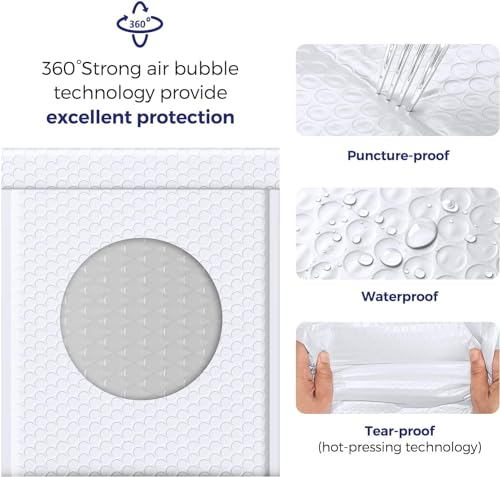 Image of Fuxury Bubble Mailers 8.5x12 inch White Padded Envelopes 6000Pack Bulk Strong Adhesion Full Pallet of Padded Mailers Thick Bubble Envelopes for Small Business Mailing Books Clothes Makeup Supplies