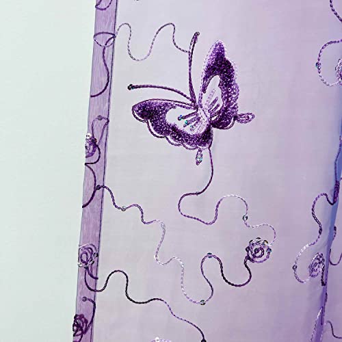 Winyy UNKNOWN Sequins Butterfly Sheer Voile Curtain For Bedroom Kitchen Window Purple Curtain Drape Rod Pocket Top Tulle Gauze 1 Panel 40 Inch Wide 63 Inch Long thumb #6