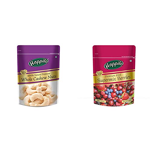 Image of Happilo 100% Natural Premium Whole Cashews, 200g + Happilo Premium International Super Mix Berries, 200g