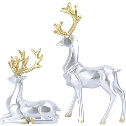 Toyvian 2Pcs Gold Reindeer Christmas Decoration Reindeer Figurine Christmas Statue for Table Centerpiece 4.7×7.8IN Statue for Holiday Home Office Decorations