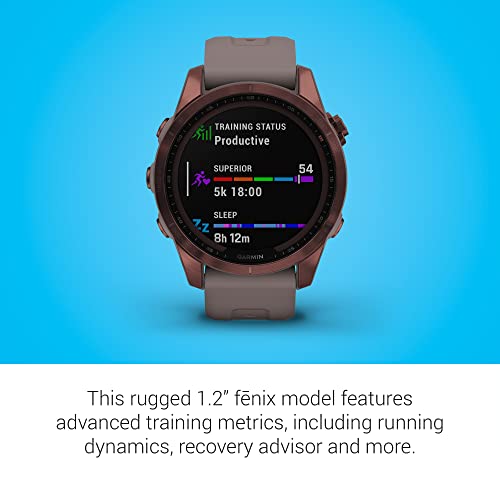 Garmin Fenix 7S Sapphire Solar, Smaller Adventure Smartwatch, With Solar Charging Capabilities, Rugged Watch With Gps, Touchscreen, Wellness Features, Dark Bronze Titanium With Shale Gray Band #TOP3