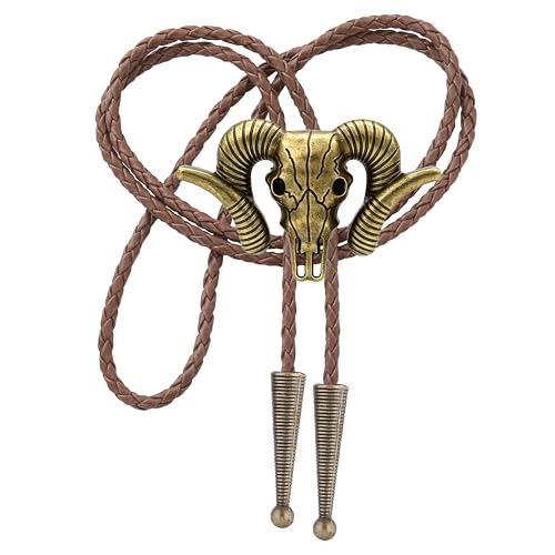 Image of Jeilwiy Bolo Tie for Men Western Cowboy Tie Necklace Gold Bolo Tie Leather Necktie Halloween Tie Accessories for Women