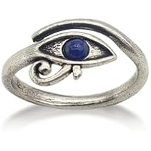 Egyptian Eye with Lapis - Adjustable - Antique Silver Plated