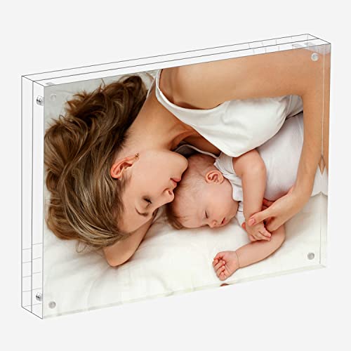 Meetu Acrylic Picture Frame 8.5X11,Clear Freestanding Double Sided 24Mm Thickness Frameless Magnetic Photo Frames Desktop Display With Gift Box Package (1 Pack) #TOP5