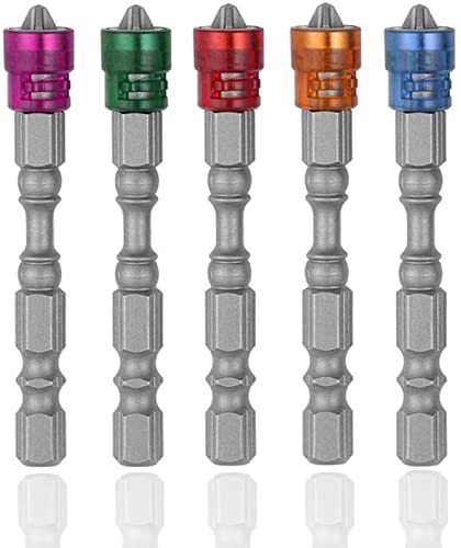 Sirius&Co 5Pcs PH2 Magnetic Phillips Screwdriver Bit Set 1/4 Inch Hex Shank Cross Screw Electric Power Drivers Bits(Grey), Metal