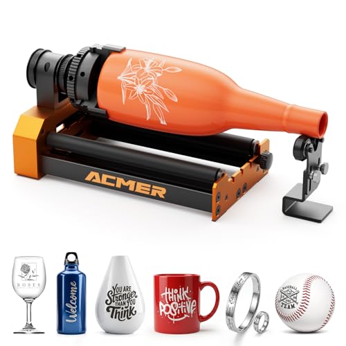 ACMER M4 Laser Rotary Roller 360 Y-Axis Rotary Attachment for Laser Engraver 3150mm Adjustable Engraving Space for Cylindrical Objects Rings Compatible with Most Laser Engravers
